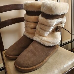 Natural Reflections Brown and Cream Winter Boots